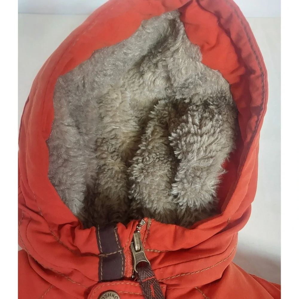 OshKosh B'gosh Puffer Coat Faux Fur Hooded Warm‎ Winter Jacket 12M orange READ!